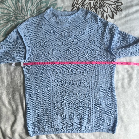 Light Blue Knitted Women’s Sweater, Size Medium - Picture 5 of 16